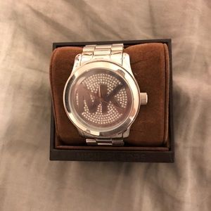 Michael Kors Silver Runway Crystal Pave watch😍
